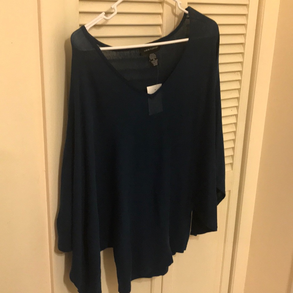 Light knit poncho pullover